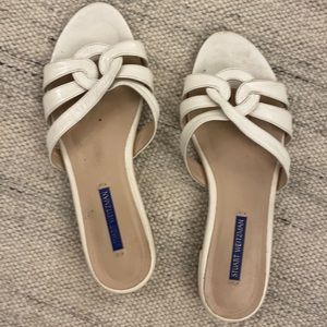 Stuart Weitzman white flat sandals